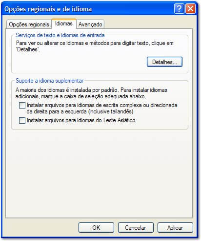 instalar arquivos para idiomas do leste asiático