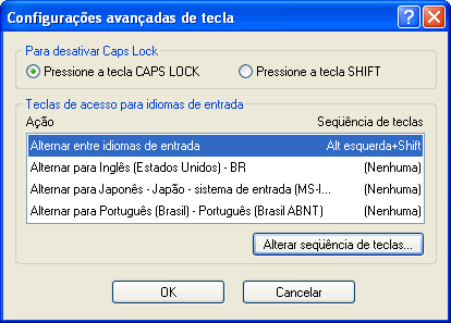 windows ime configurações de tecla